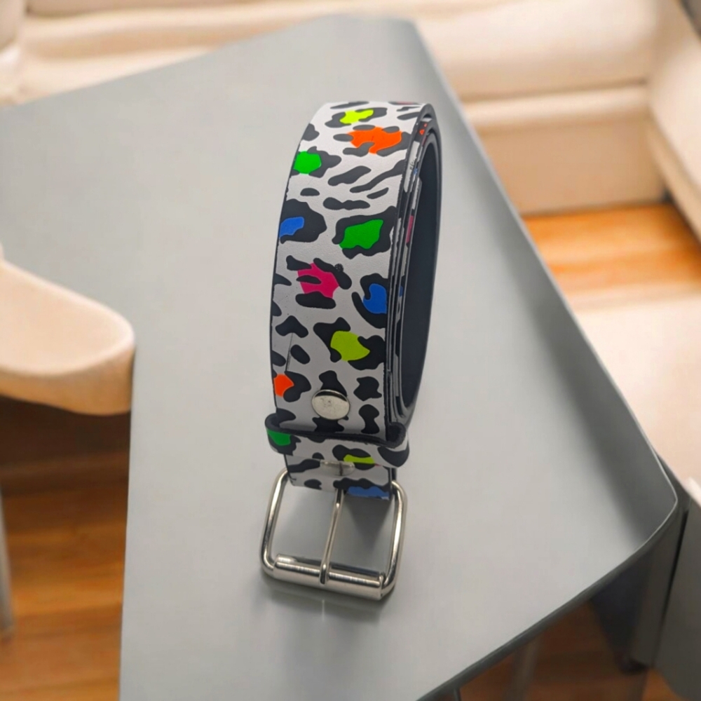 Genuine Leather belt with colorful Cheetah print